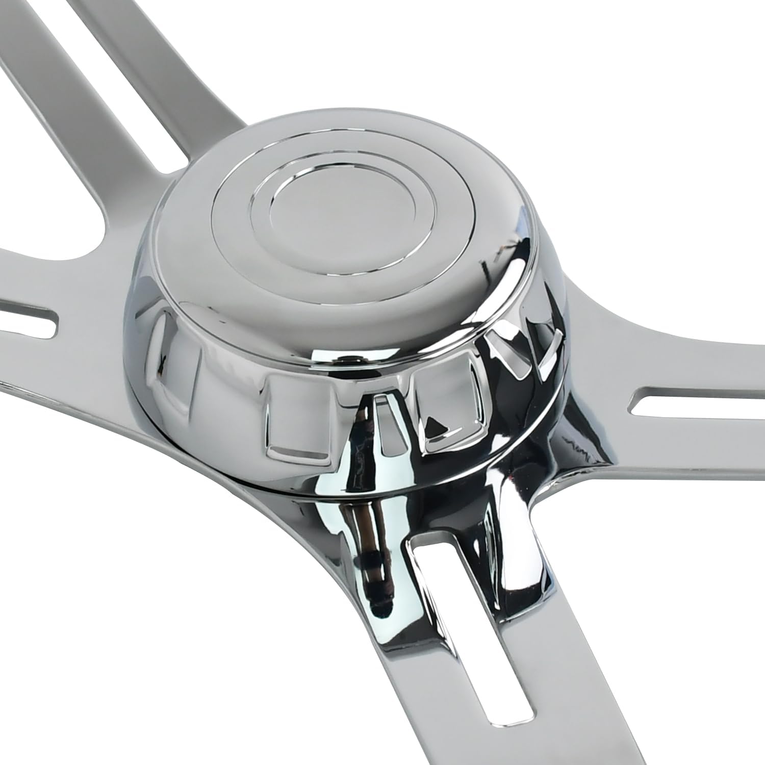 18' Walnut Wood Truck Steering Wheel 4 Spoke Aluminum Chrome Plated Steering Wheel for Semi-Trailers,Trucks for Kenworth t800 Accessories,Peterbilt,Volvo, Freightliner,White（ABS）