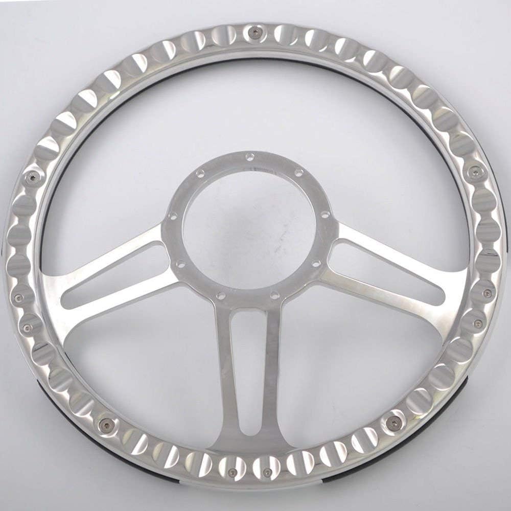 14' Satin Billet Steering Wheel With Half Wrap and Horn Button-White