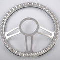 14'' Billet Half Wrap 9 Bolts Steering Wheel with 2'' Dish and Horn Button(Tan)