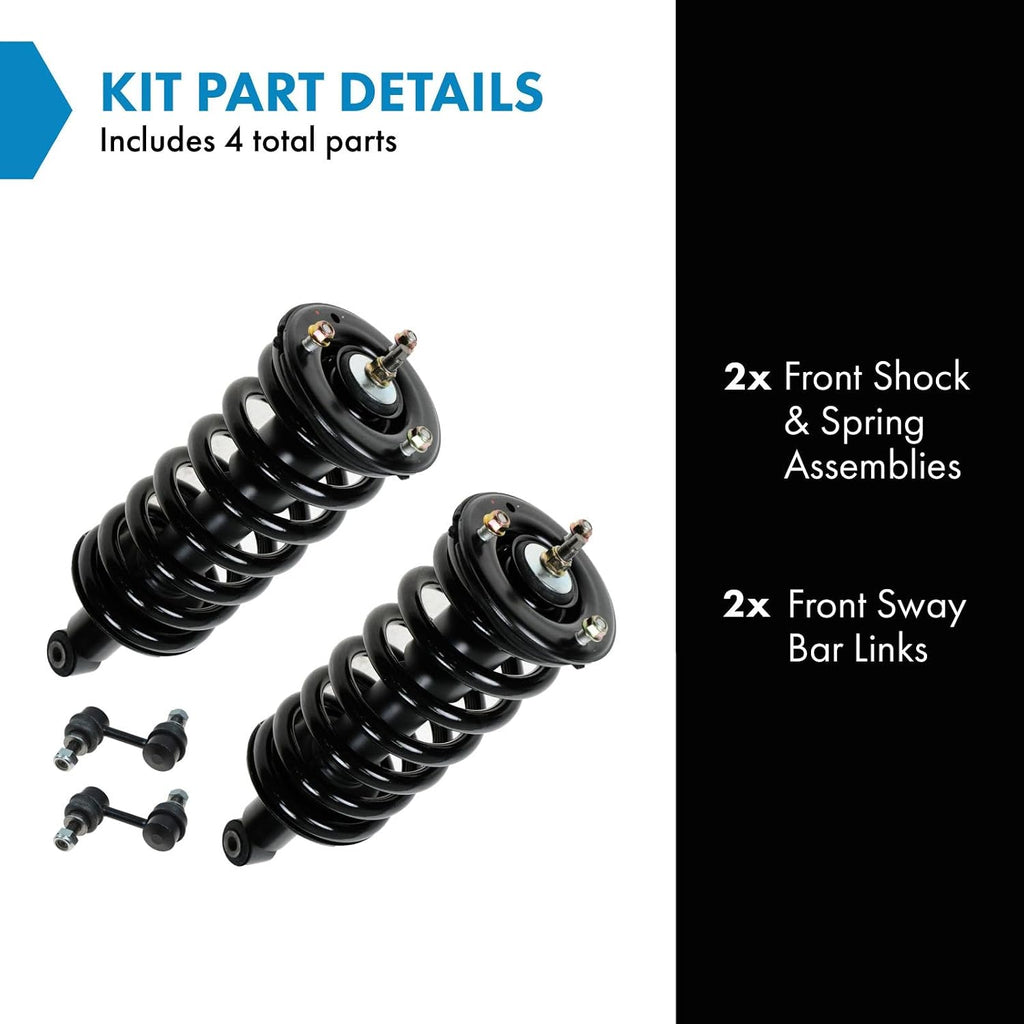 TRQ Front Suspension Kit Shock & Spring Strut Assembly Sway Bar Stabilizer Link Compatible with 2004-2010 Infiniti QX56 2005-2014 Nissan Armada 2004 Pathfinder Armada 2004-2015 Titan