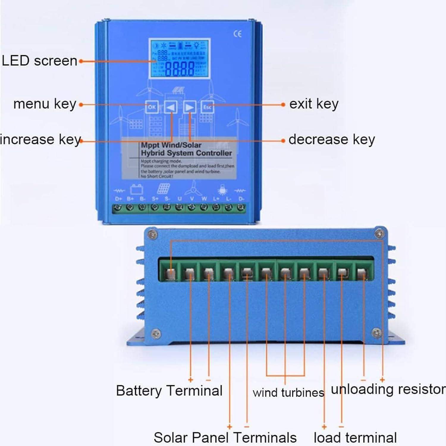 6000W-14000W Wind Solar Hybrid Charge Controller with Dump Load for max 14000W Wind Turbine Generator 14000W Solar Panel 12V 24V Battery Auto MPPT Charge Boost,6000W-8000W-24V