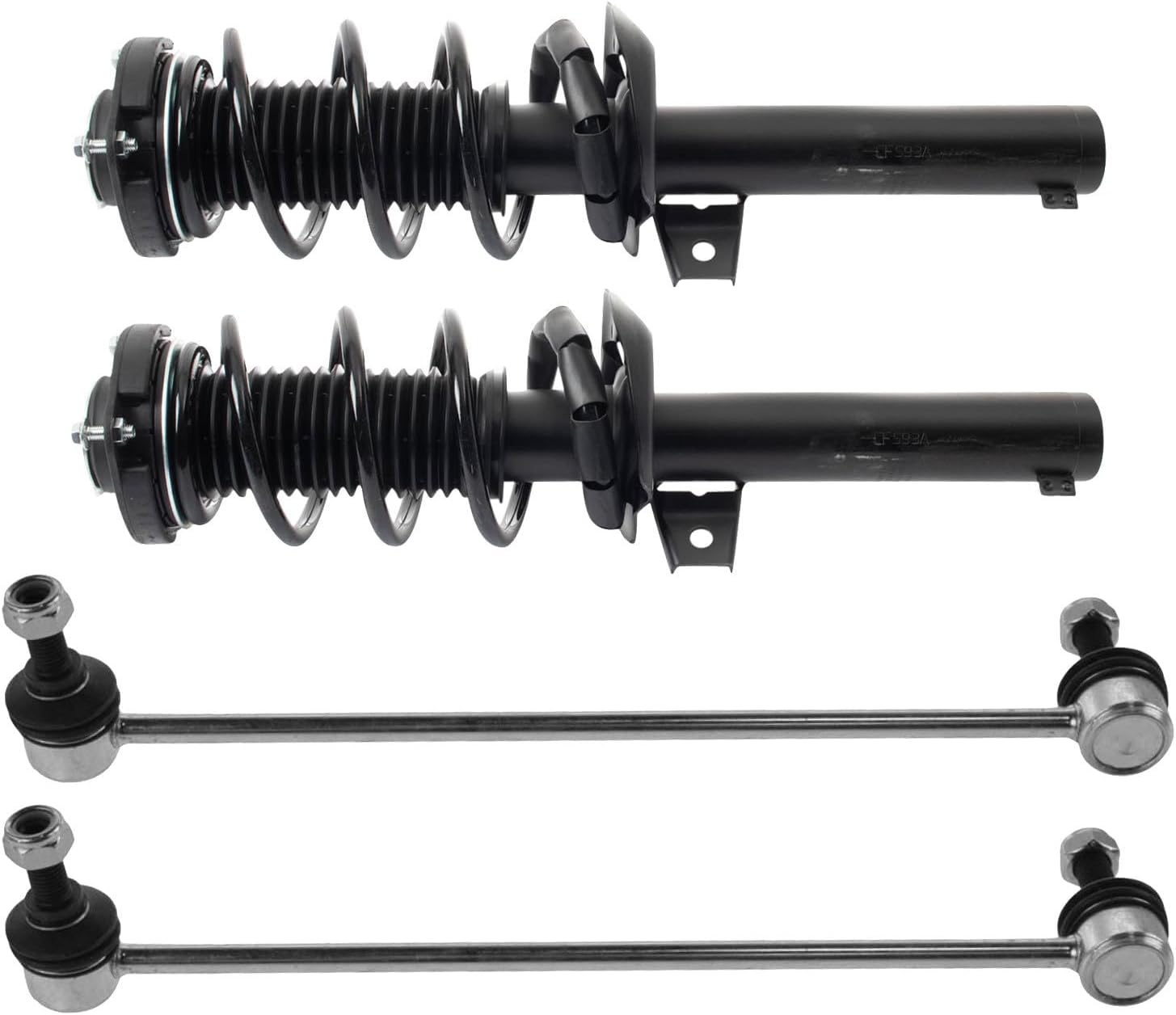 TRQ Front Suspension Kit Complete Strut & Coil Spring Assembly Sway Bar Stabilizer Link Compatible with 2012-2018 Volkswagen Passat