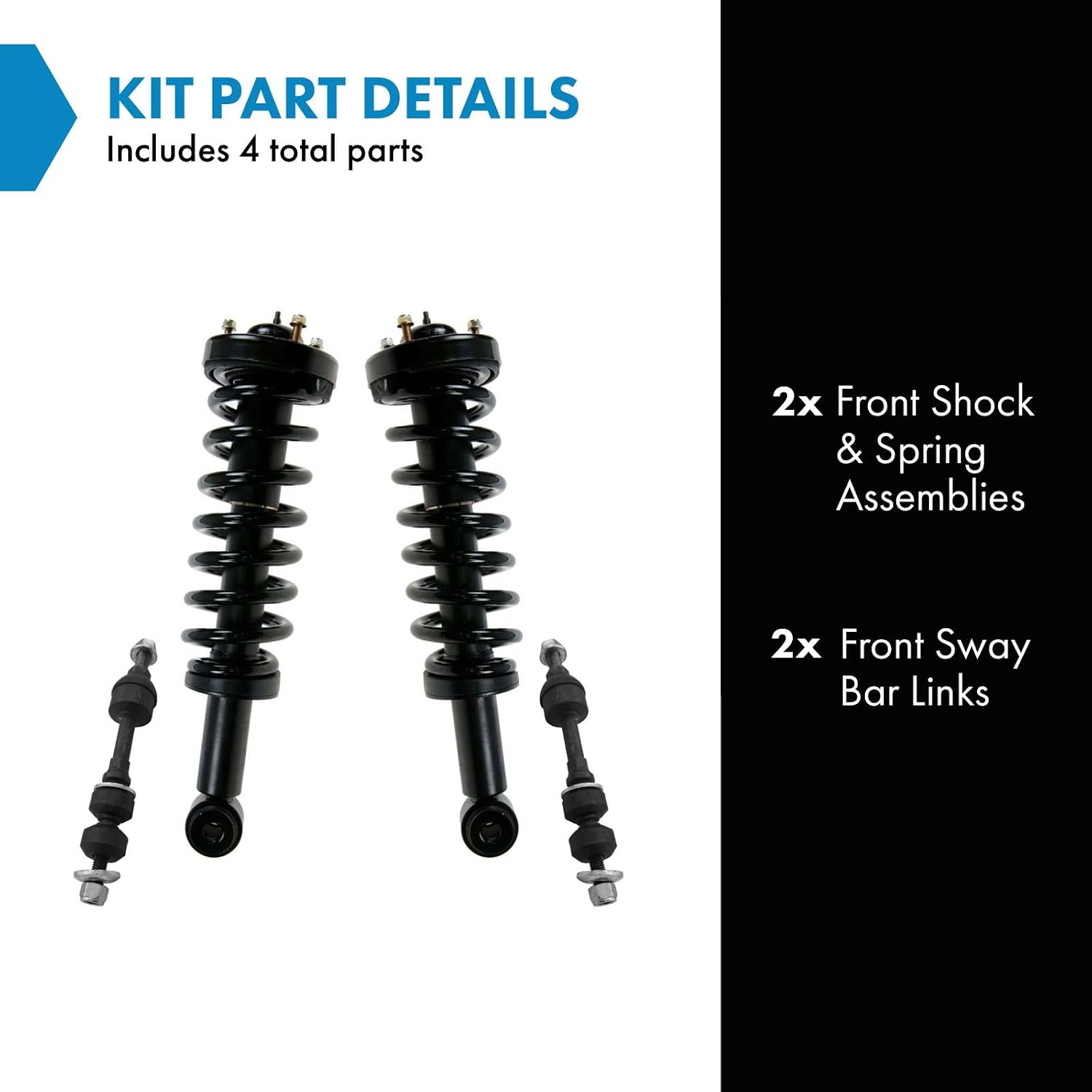 TRQ Front Suspension Kit Shock & Spring Strut Assembly Sway Bar Stabilizer Link Compatible with 2005-2008 Ford F-150 2006-2008 Lincoln Mark LT