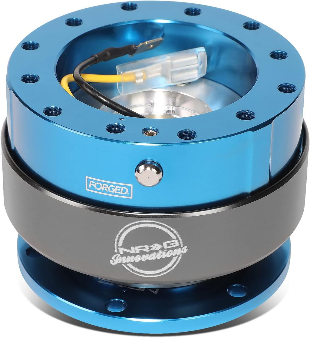 NRG Innovations-TI Full T-6061 Aluminum Steering Wheel 6-bolt Hub Gen 2.0 Quick Release Adaptor Kit Blue, NRG-SRK-200BL