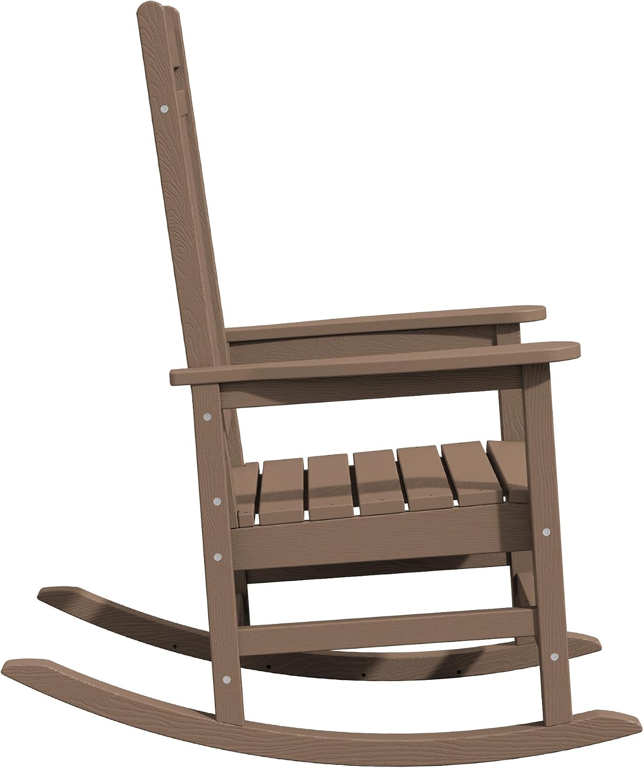KINGYES Oversized Outdoor Rocking Chair Set of 2, High Density Polyethylene Patio Rocking Chairs with 350lbs Support for Adults, Porch Recliner Rocker, Brown