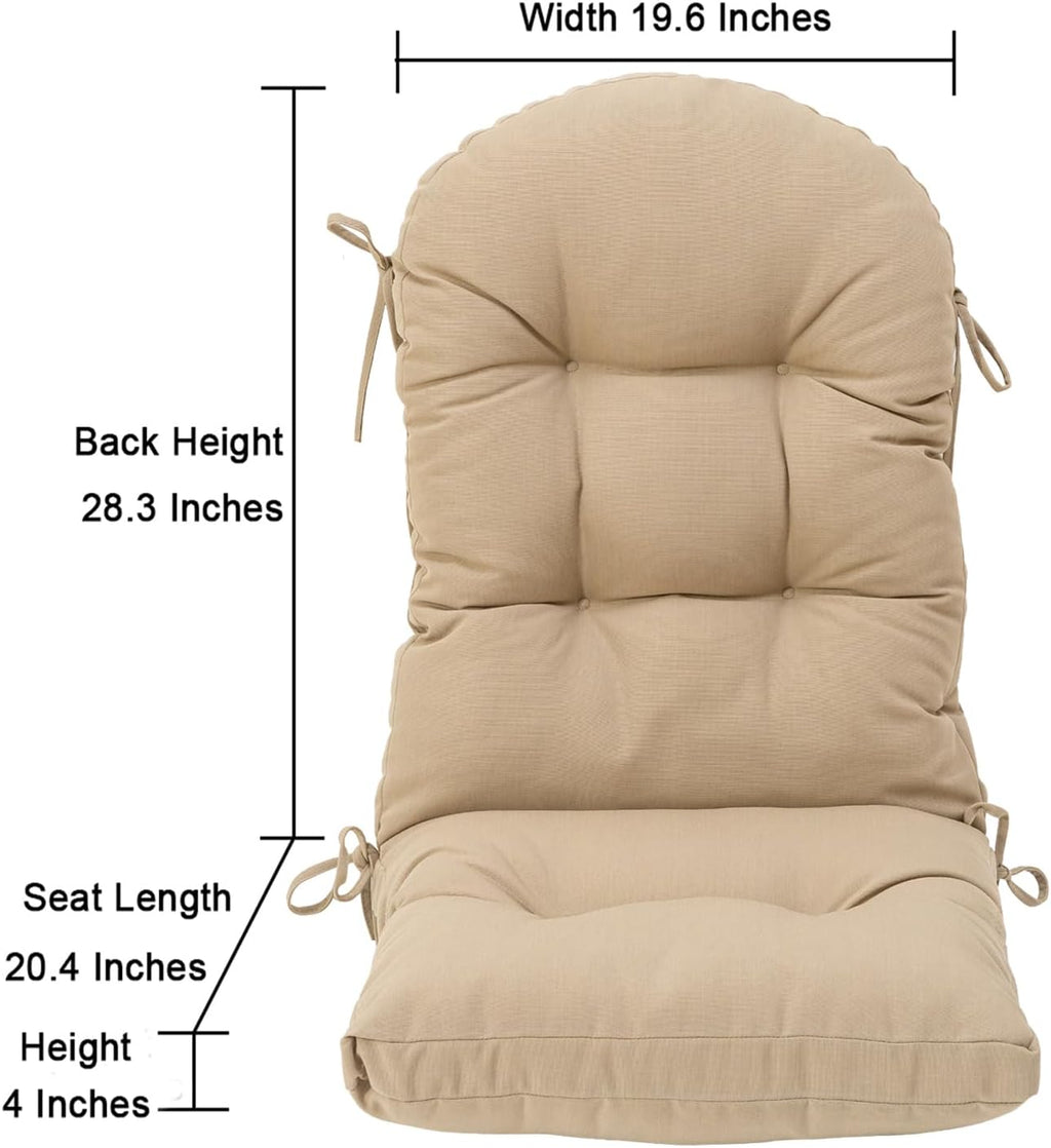 QILLOWAY Outdoor High Back Chair Cushion for Adirondack, All Weather Rocking Chair Cushions Thick Padded Replacement for Patio Furniture Set of 4,Beige,Sand,Camel