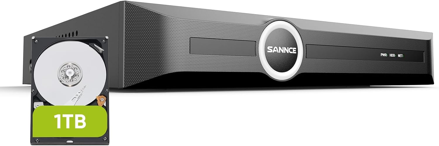 SANNCE 6MP PoE NVR - 8CH Network Video Recorder for Security Camera System, H.265+ Tech, Up to 6TB Storage, Smart Playback, Remote Access, 24/7 Recording for Home Business Surveillance (1TB HDD)