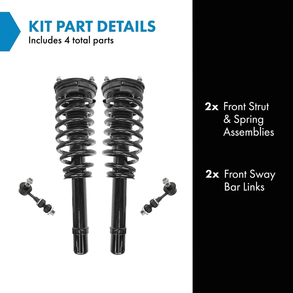 TRQ Front Suspension Kit Complete Strut & Coil Spring Assembly Sway Bar Stabilizer Link Compatible with 2000-2005 Hyundai Sonata 2001-2006 Kia Optima