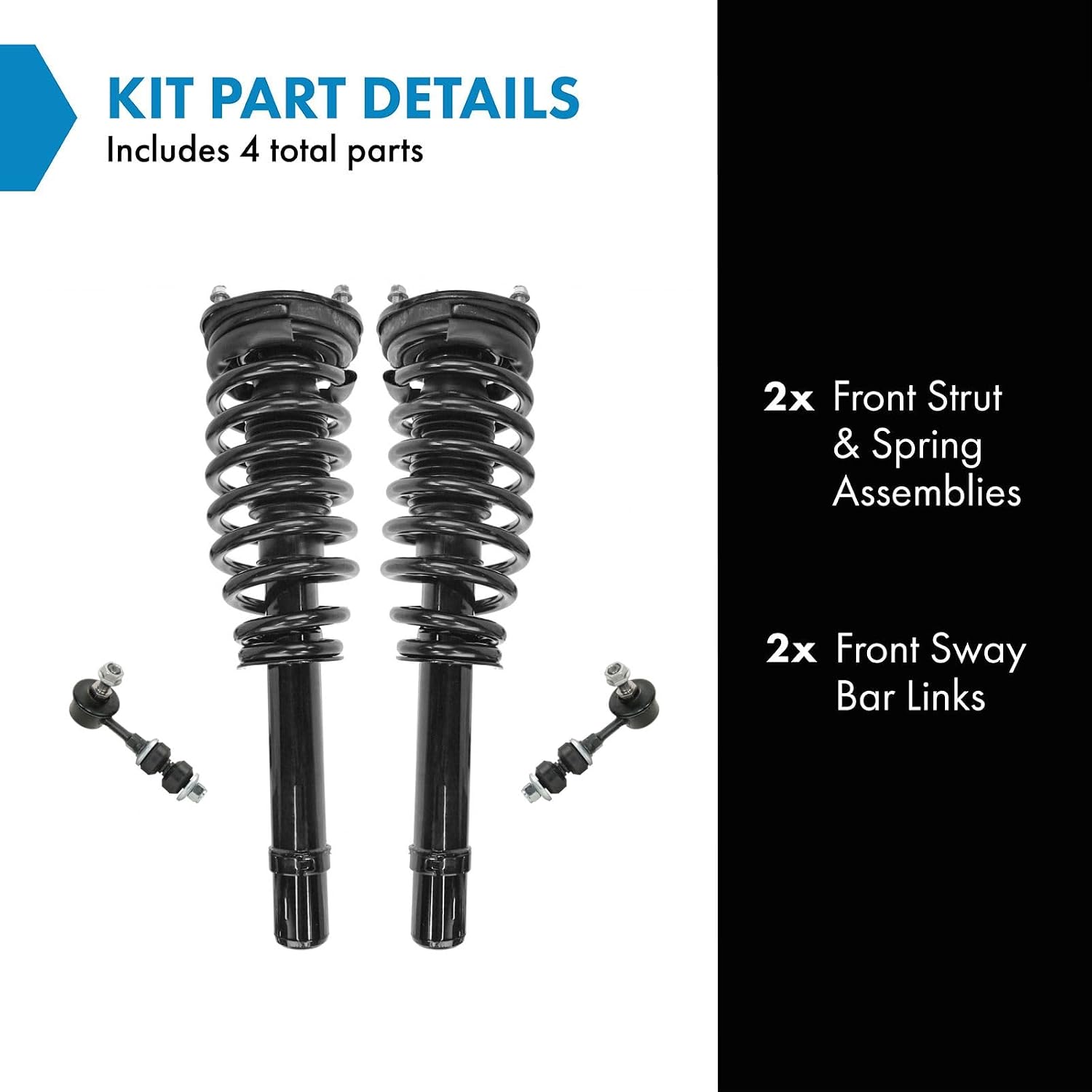 TRQ Front Suspension Kit Complete Strut & Coil Spring Assembly Sway Bar Stabilizer Link Compatible with 2000-2005 Hyundai Sonata 2001-2006 Kia Optima