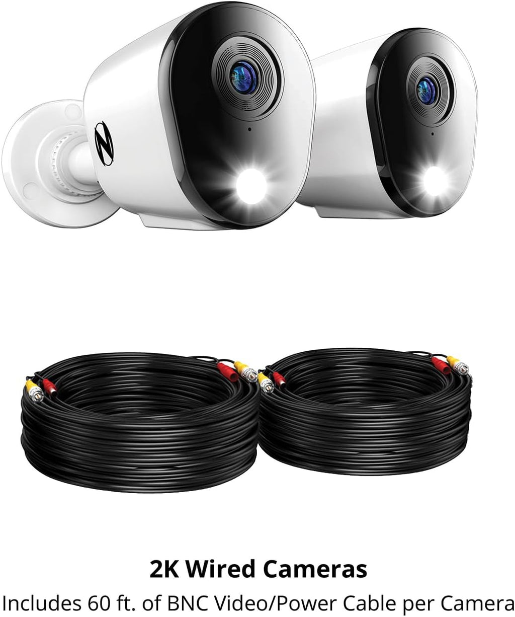 Night OWL ADD ON Wired 2K Deterrence Cameras - 2 Pack