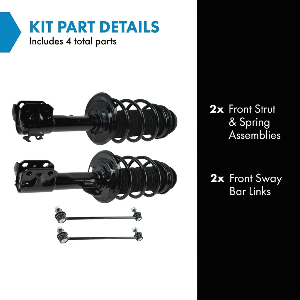 TRQ Front Suspension Kit Complete Strut & Coil Spring Assembly Sway Bar Stabilizer Link Compatible with 2007-2012 Toyota Yaris