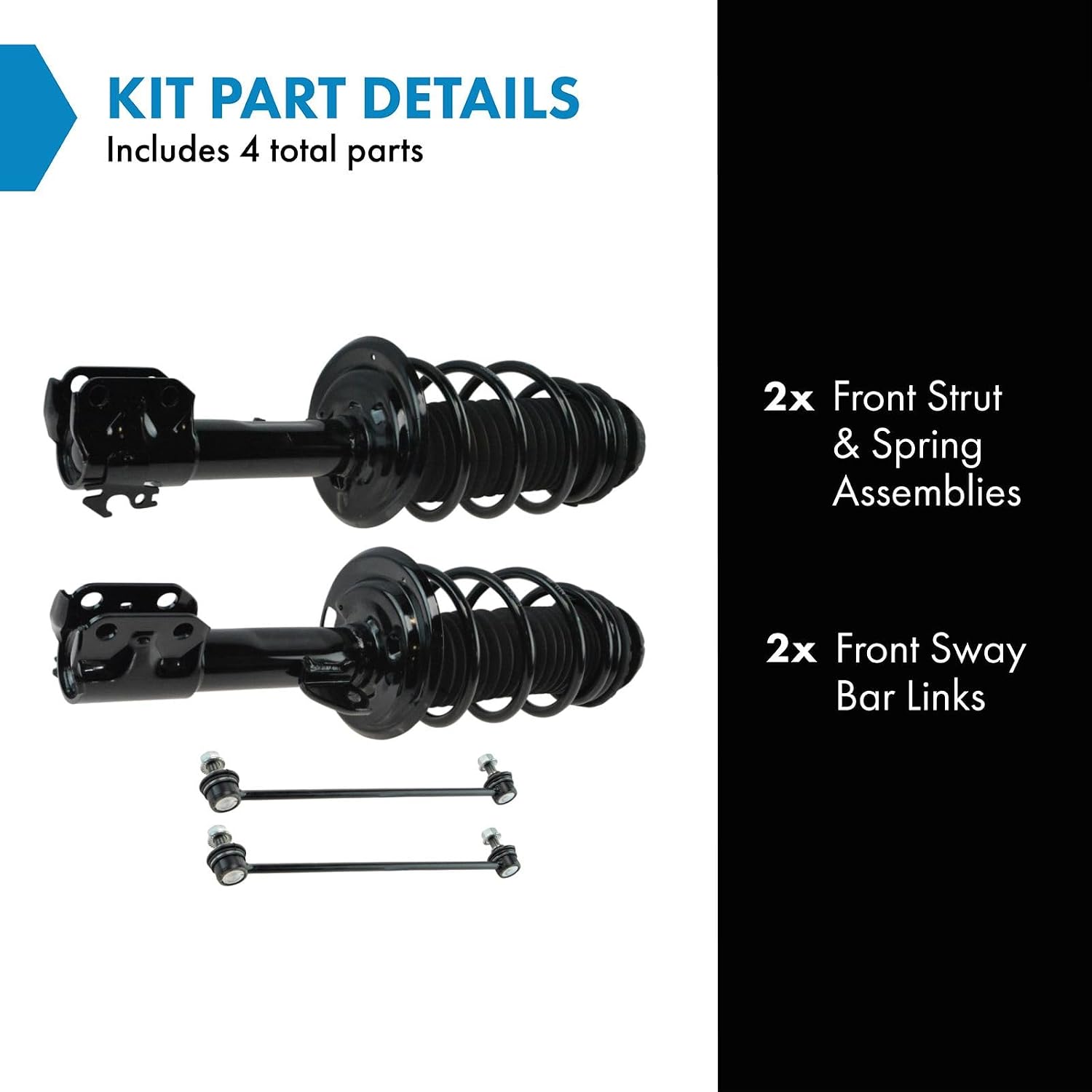 TRQ Front Suspension Kit Complete Strut & Coil Spring Assembly Sway Bar Stabilizer Link Compatible with 2007-2012 Toyota Yaris