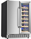 24' Dual Zone Wine & Beverage Refrigerator, 60 Cans & 21 Bottle Under Counter Wine Cooler with Upgraded Cooling & Blue LED Light, Large Capacity Wine Fridge, Built-In or Freestanding