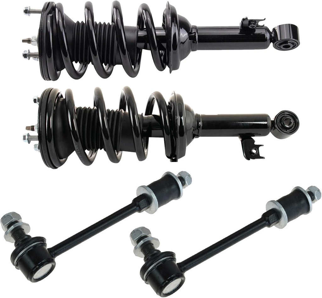 TRQ Front Suspension Kit Shock & Spring Strut Assembly Sway Bar Stabilizer Link Compatible with 2005-2015 Toyota Tacoma