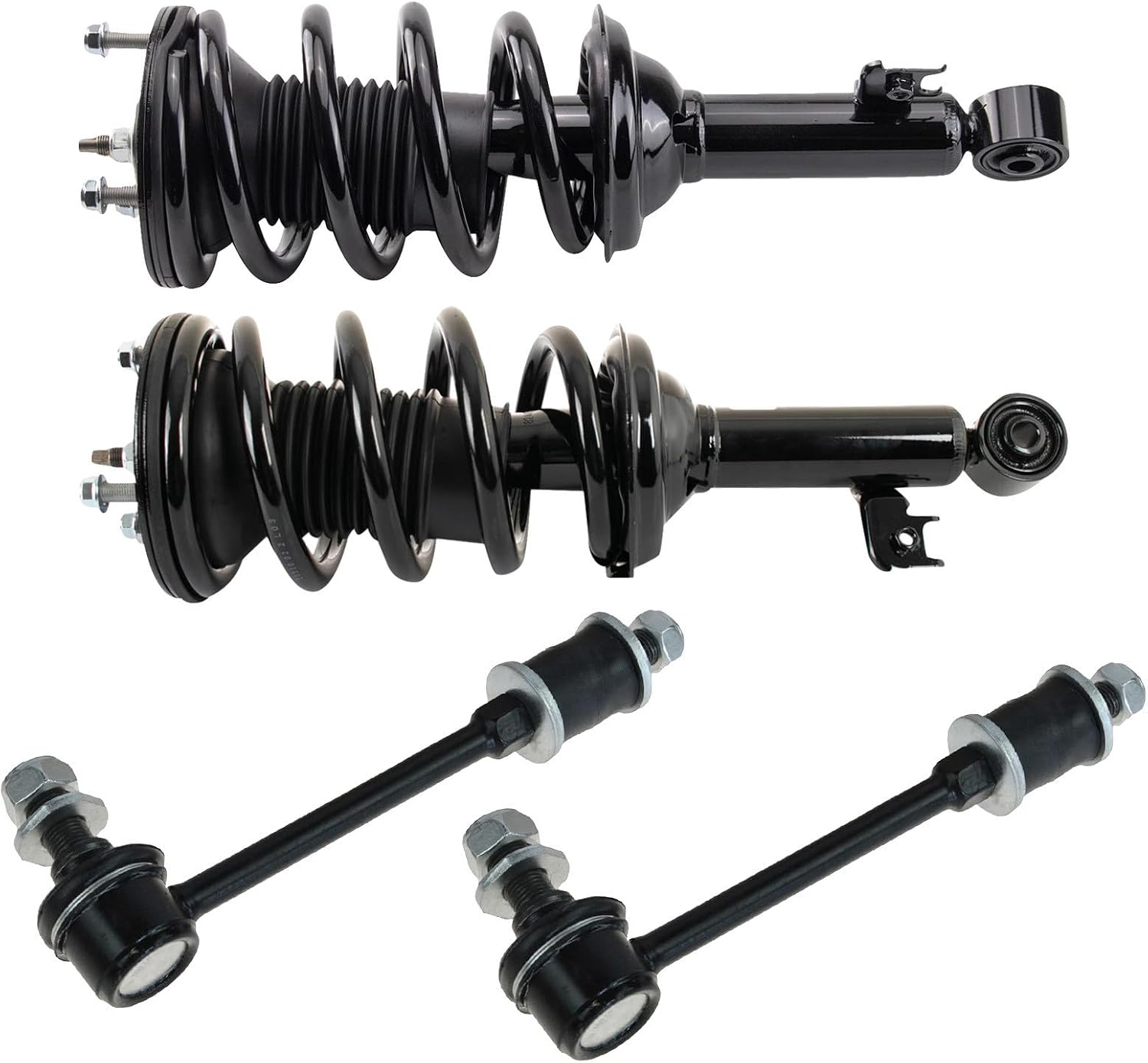 TRQ Front Suspension Kit Shock & Spring Strut Assembly Sway Bar Stabilizer Link Compatible with 2005-2015 Toyota Tacoma