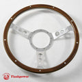 14'' Classic wooden steering wheel 9 bolt Custom Mustang Shelby AC Cobra 9 Rivets with Horn Button