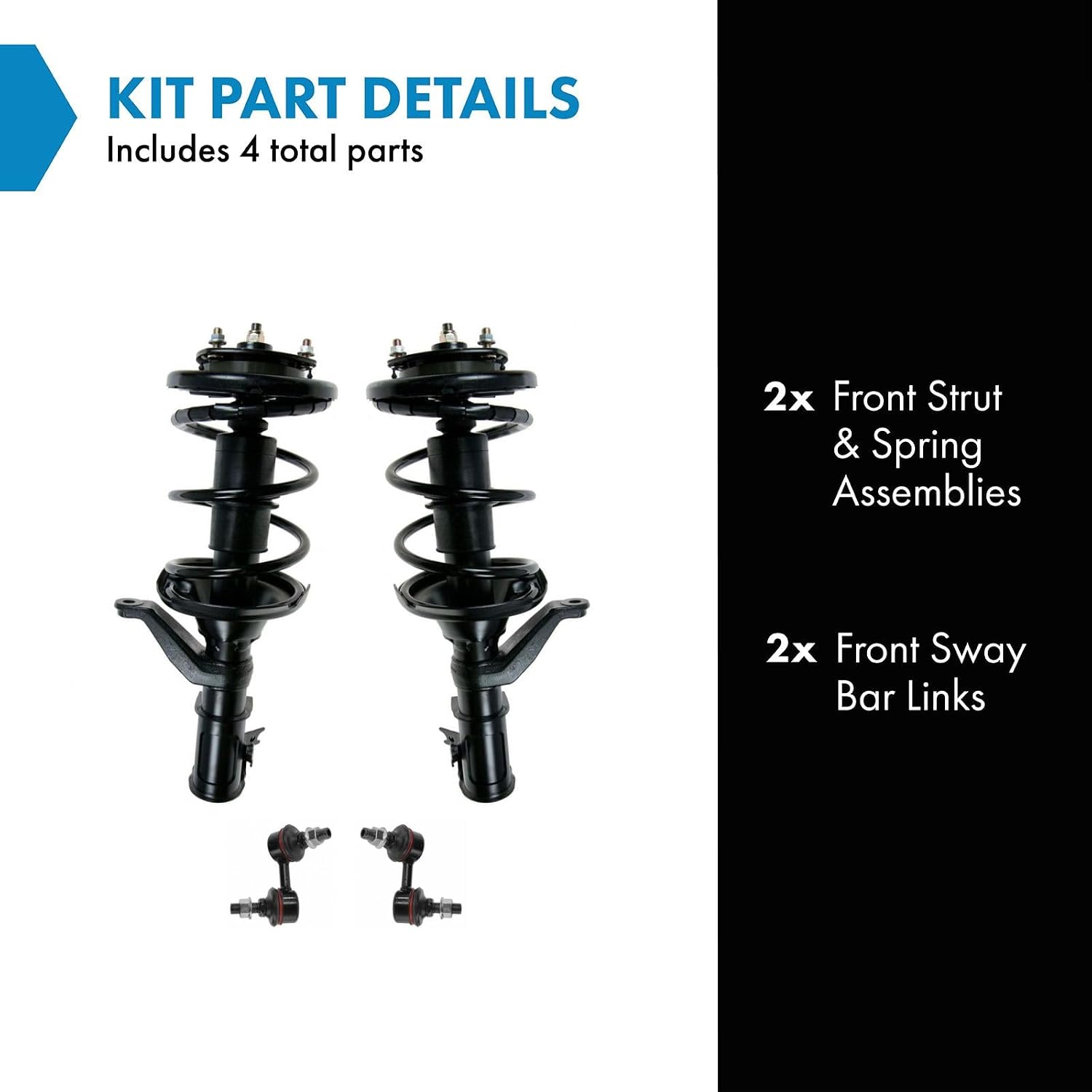 TRQ Front Suspension Kit StrutSpring AssembliesSway Links Compatible with Honda Civic