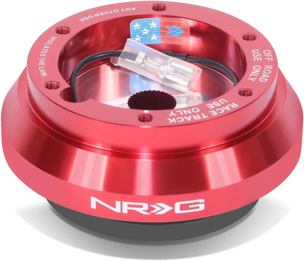 NRG Innovations Racing Style Steering Wheel Short Hub, Lockable Aluminum Steering Shaft, 6x70mm Bolt Pattern Quick Release Adapter Unit, For Toyota/Scion, Red, NRG-SRK-120H-RD