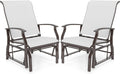 Tangkula Porch Gliders Set of 2, Outdoor Swing Glider Chairs with High Back, Breathable Mesh Fabric and Metal Frame, Patio Rocking Chairs for Backyard Garden Balcony Poolside (Off White)