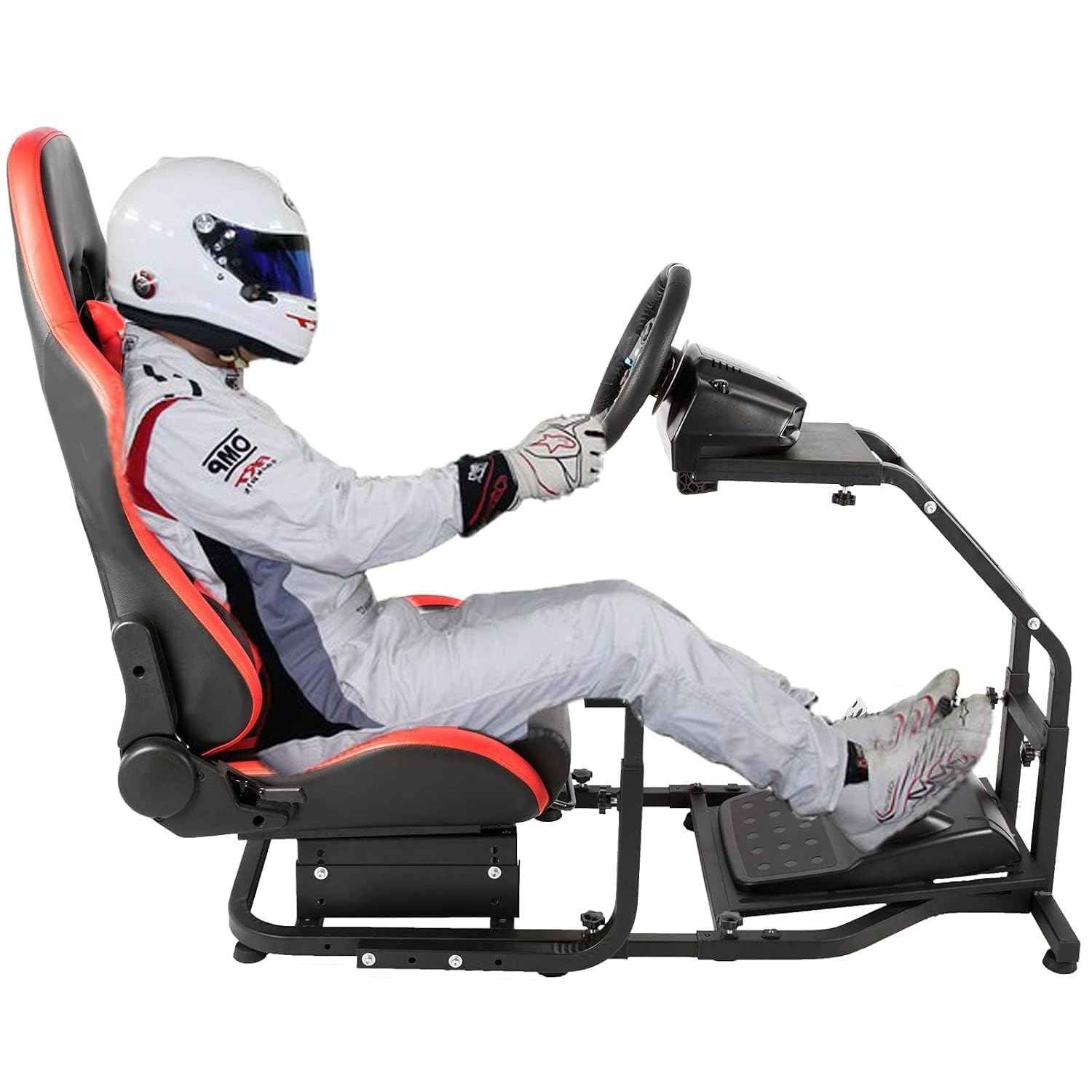 Marada Racing Sim Cockpit with Red Seat Fit for PXN, for Thrustmaster T80 T150 T300RS, for Logitech G923 G920,Steering Wheel Rig Stand,Not Include Wheel,Pedal & Shifter