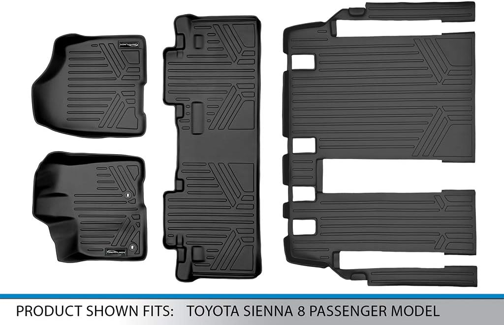 SMARTLINER Custom Fit Floor Mats 3 Row Liner Set Compatible with 2013-2020 Toyota Sienna