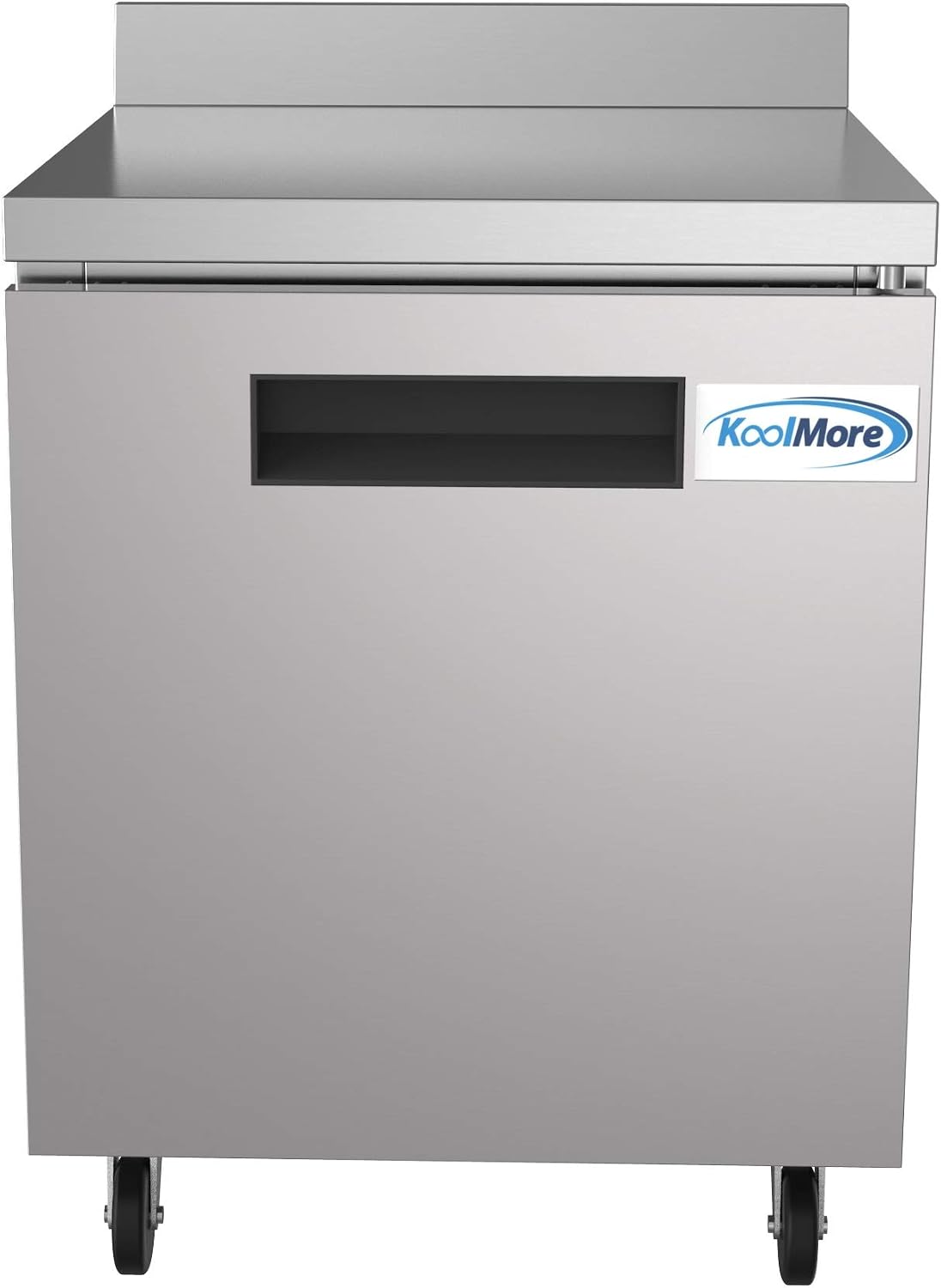 KoolMore 27' Stainless Steel Worktop Commercial Refrigerator with 3 1/2 Backsplash - 6.3 cu.ft, RWT-1D-6C