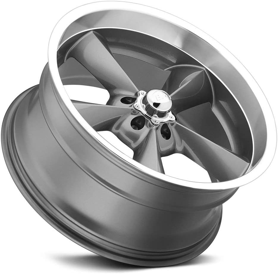 BG Rod Works OLD SCHOOL Custom Wheel - 17x8, 0 Offset, 5x120.65 Bolt Pattern, 78.1mm Hub - Gunmetal with Machined Lip Rim