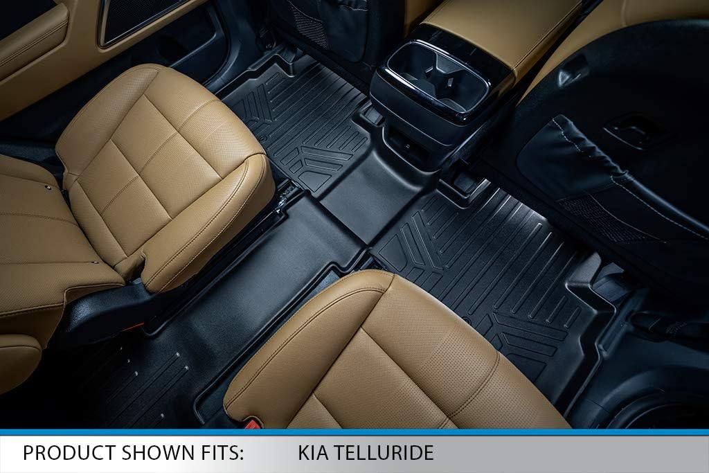 SMARTLINER All Weather Custom Fit 3 Row Floor Mat Liner Set Compatible with 2020-2025 Kia Telluride