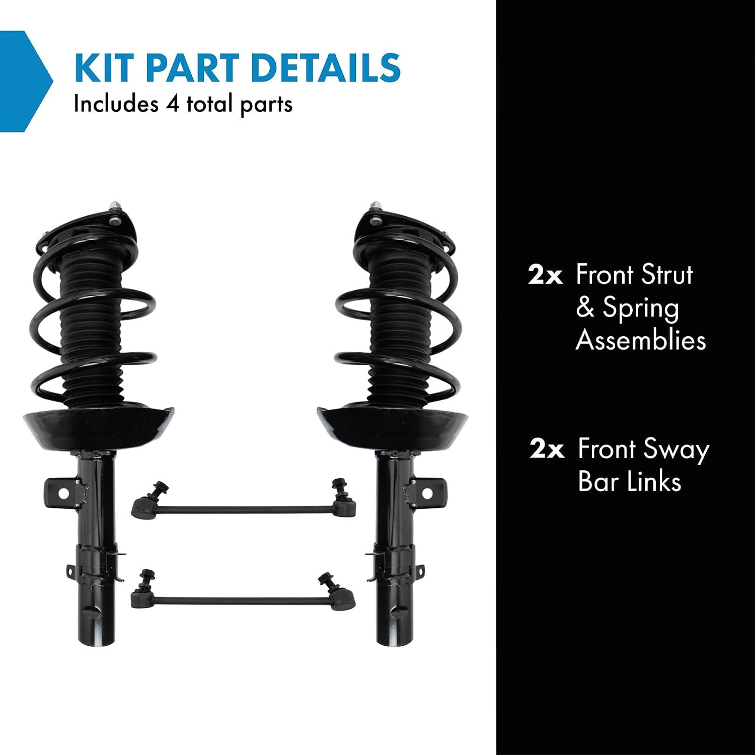 TRQ Front Suspension Kit Complete Strut & Coil Spring Assembly Sway Bar Stabilizer Link Compatible with 2015-2018 Acura TLX