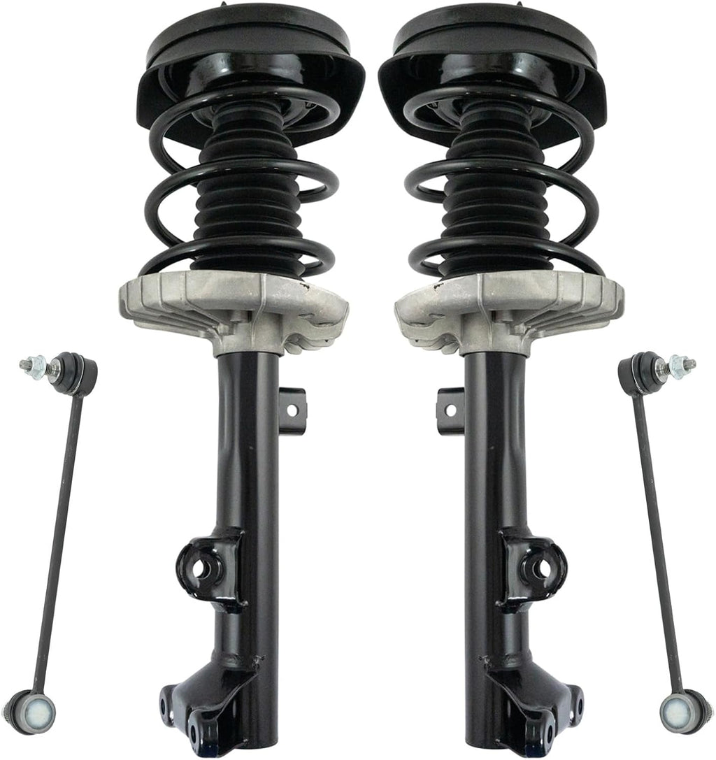 TRQ Front Suspension Kit Complete Strut & Coil Spring Assembly Sway Bar Stabilizer Link Compatible with 2002-2007 Mercedes-Benz C230 2001-2005 C240 2006-2007 C280 C320 C350