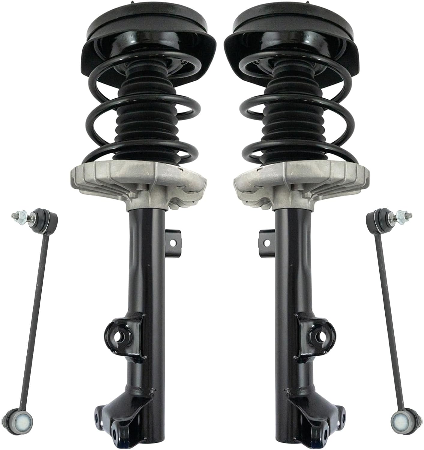 TRQ Front Suspension Kit Complete Strut & Coil Spring Assembly Sway Bar Stabilizer Link Compatible with 2002-2007 Mercedes-Benz C230 2001-2005 C240 2006-2007 C280 C320 C350