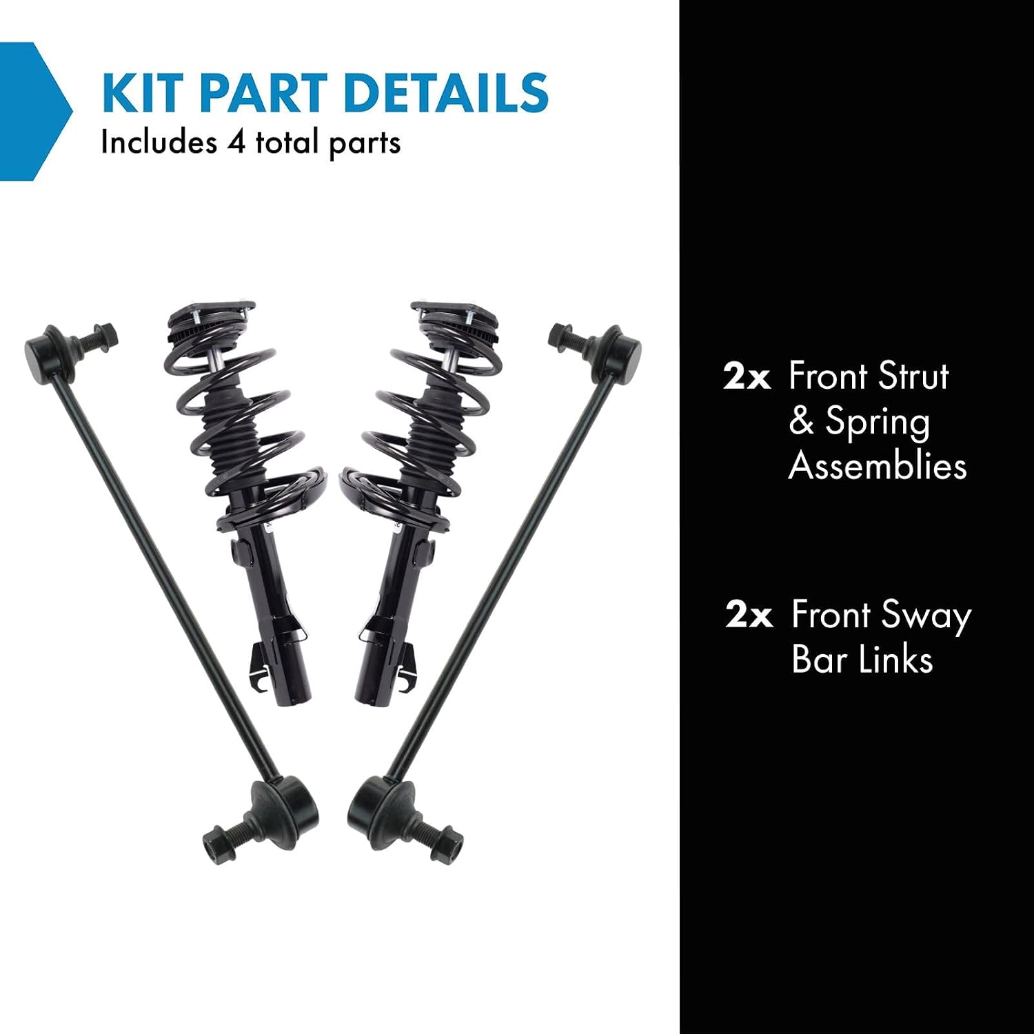 TRQ Front Suspension Kit Complete Strut & Coil Spring Assembly Sway Bar Stabilizer Link Compatible with 2008-2013 Volvo C30 C70 2004-2010 S40 2005-2010 V50