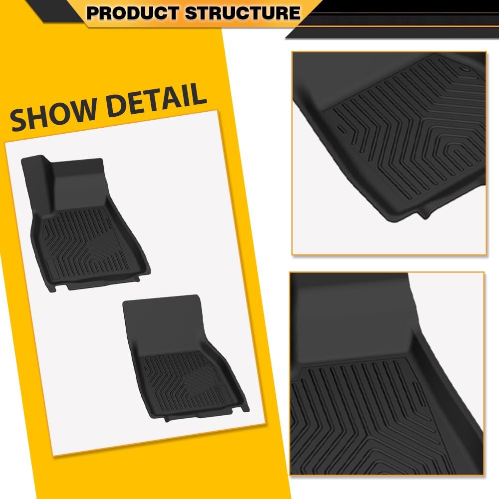 7PCS Cargo Liners Fit Tesla Model S 2021 2022 2023 2024 All Weather Protection TPE Floor Liners Front Rear Full Set Cargo Liner Black, alfombras para carro
