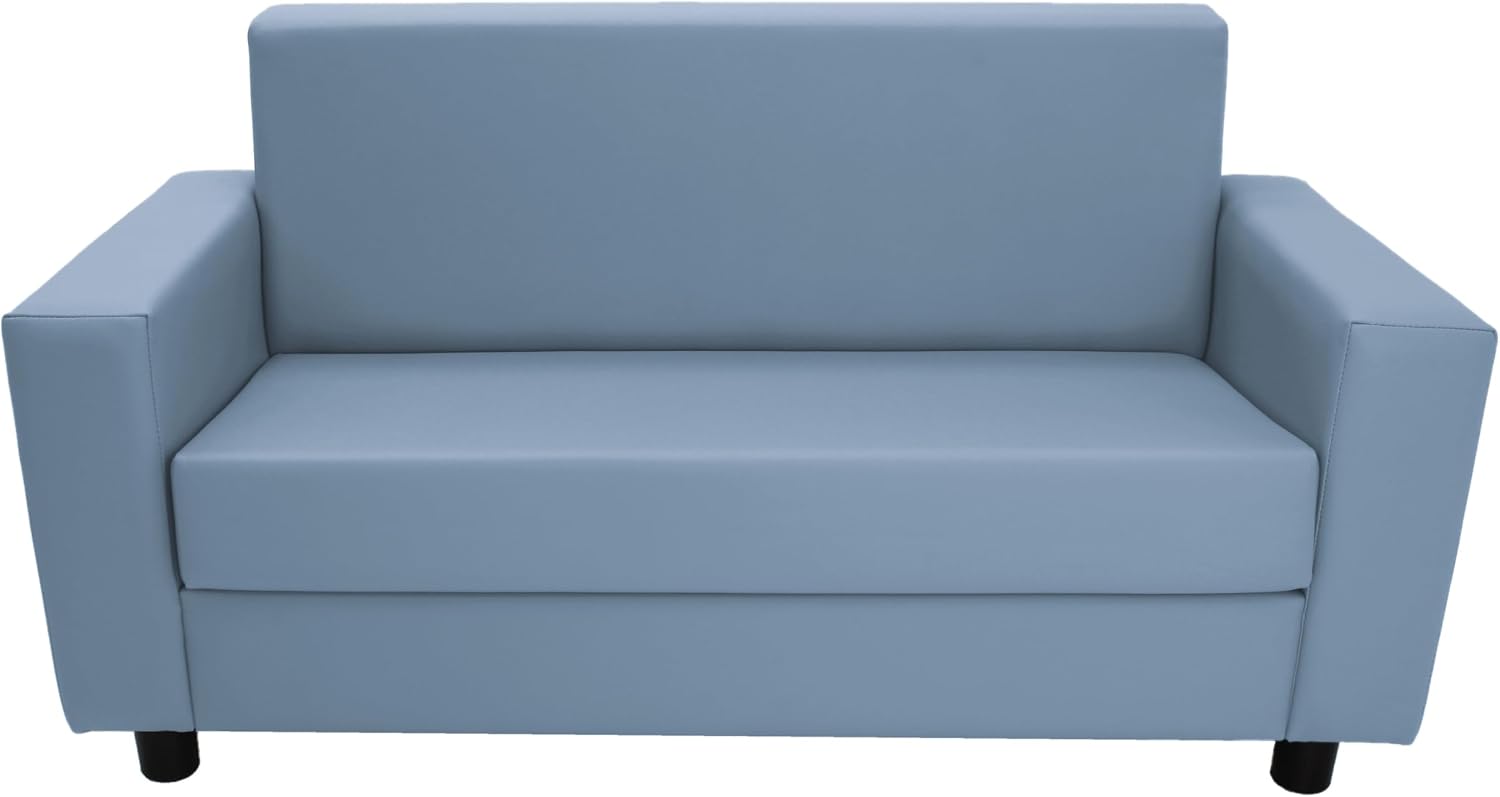 Factory Direct Partners SoftScape Inspired Playtime Classic Reading Sofa, Children's Commercial-Grade Upholstered Furniture for Home, Daycare, Preschool Modern Design - Powder Blue, 14473-PB
