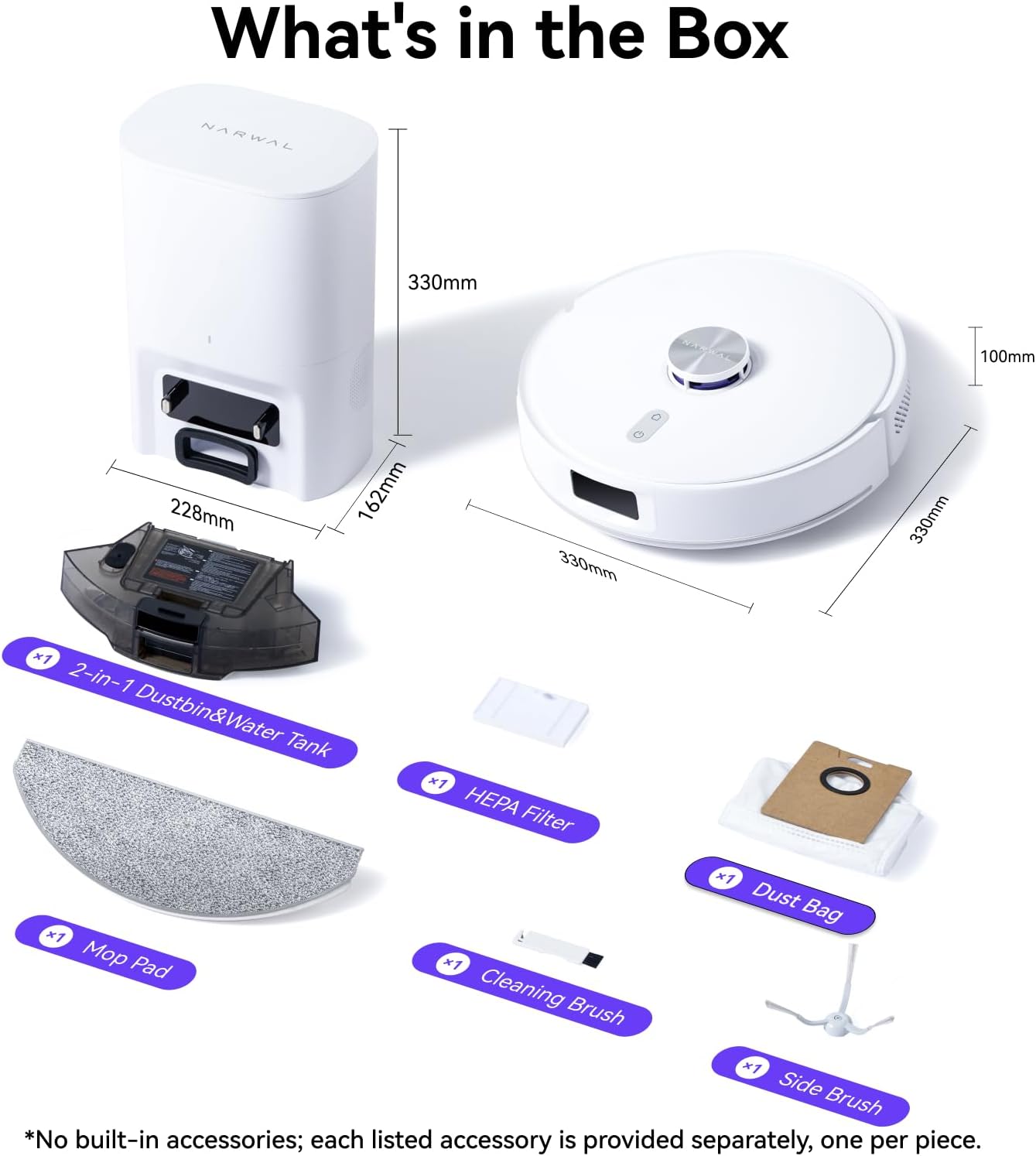 NARWAL Freo S Robot Vacuum and Mop Combo, 8000Pa Suction, 180 Days Hands Free, Self-Emptying Base, LDS Navigation, Robot Vacuum Cleaner for Pet Hair & Hard Floors (Renewed)