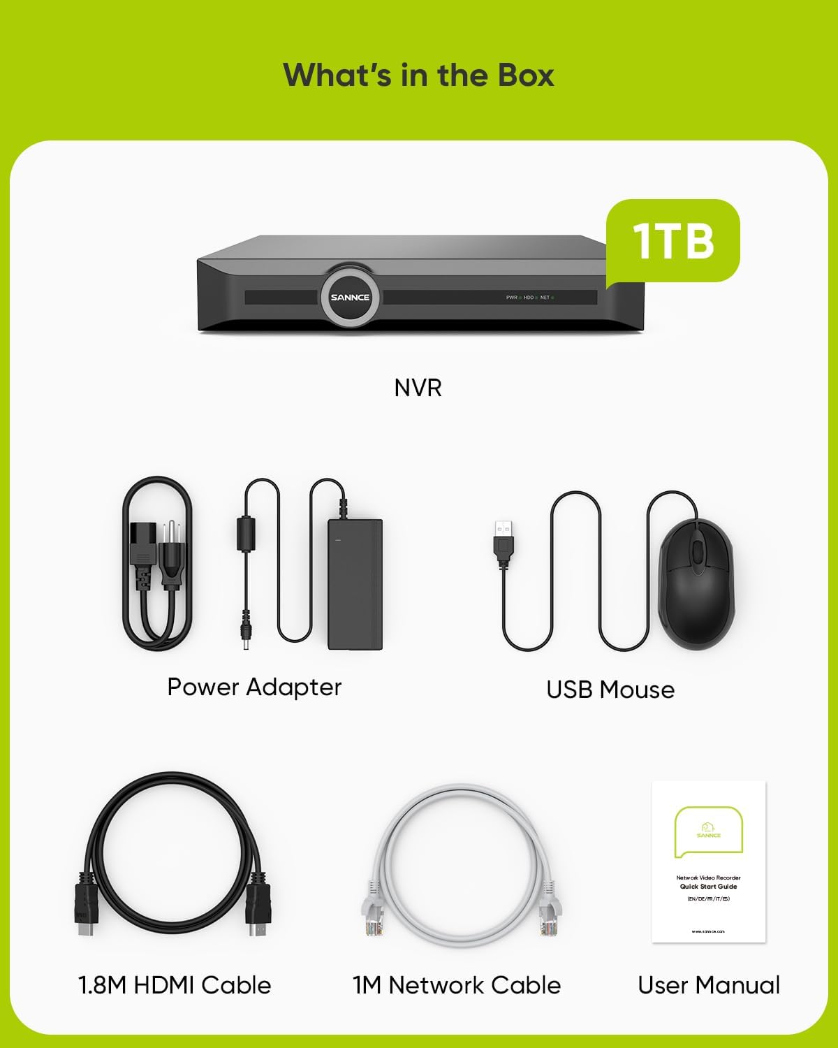 SANNCE 6MP PoE NVR - 8CH Network Video Recorder for Security Camera System, H.265+ Tech, Up to 6TB Storage, Smart Playback, Remote Access, 24/7 Recording for Home Business Surveillance (1TB HDD)