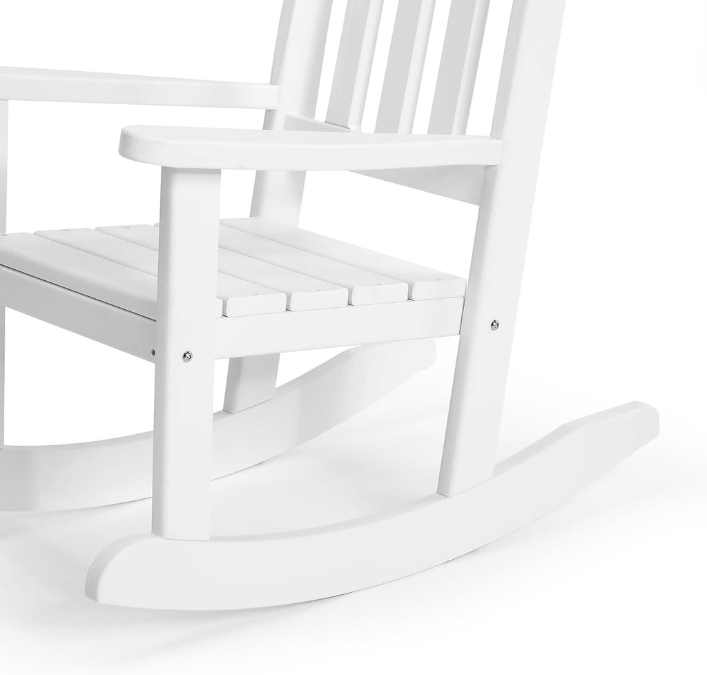 WestinTrends Malibu 3-Piece Kids Outdoor Rocking Chairs Set with Kids Square Side Table, White