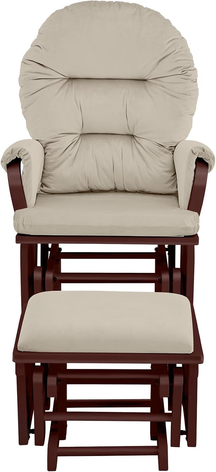 Suite Bebe Glider with Ottoman, Madison, Espresso and Beige - Quick Ship