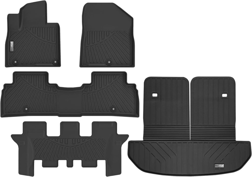 Floor Mats & Cargo Liner for KIA Sorento 2020 2019 2018 2017 2016,1st & 2nd & 3rd Row with Trunk mat Full Set,TPE All Weather Mats(Only Fits 7 Passenger Models)