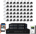 GW 4K Outdoor Indoor Face Recognition/Human/Vehicle Detection Business Security Camera System, 64 Channel Commercial 12MP NVR, 48 x 4K Smart AI IP Microphone Bullet Camera, 24TB Pre-Installed HDD