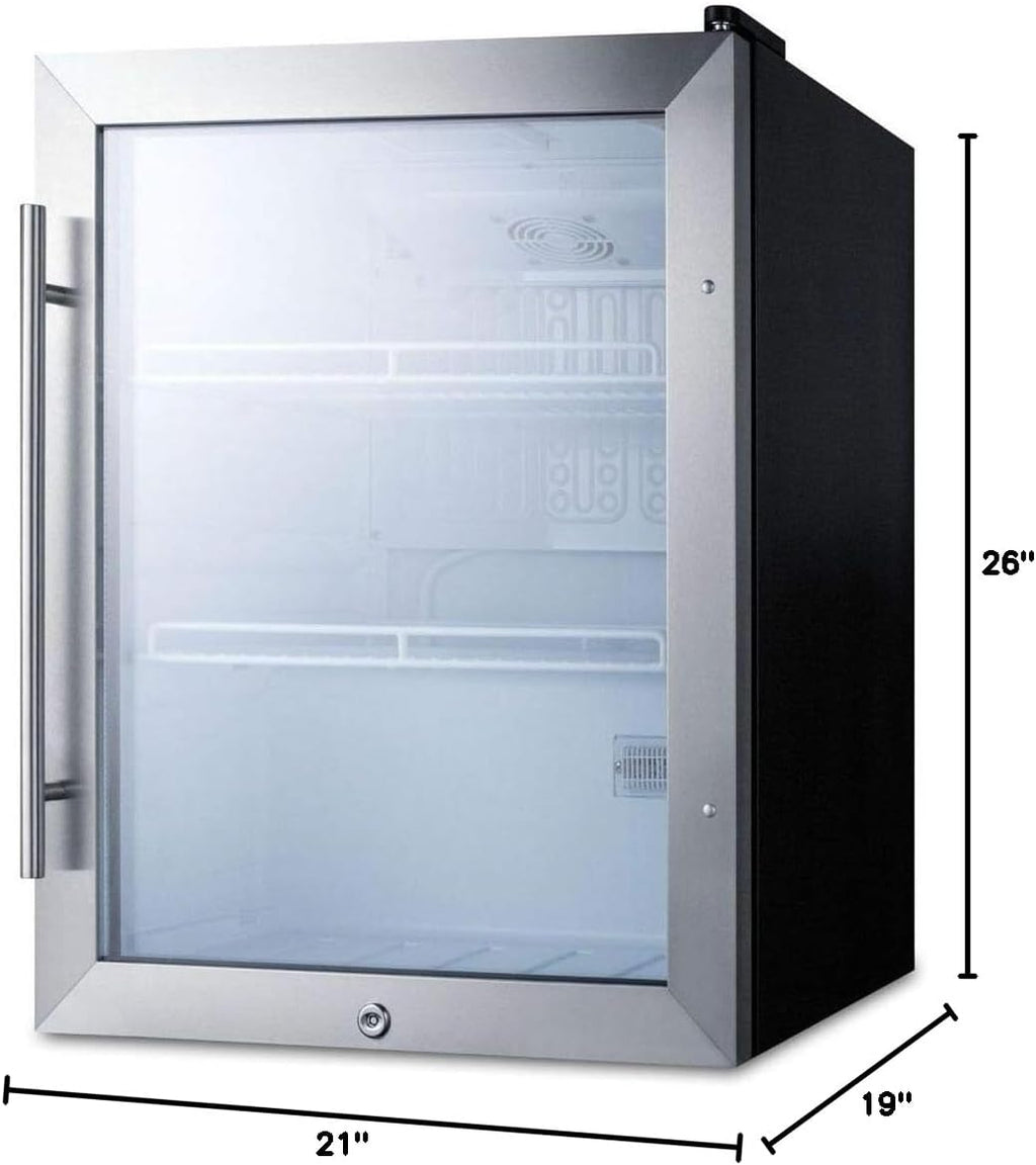 Summit 19' Beverage Center, 2.1 cu.ft. Capacity, Compact Outdoor Refrigerator, Stainless Steel & Glass- SPR314LOS