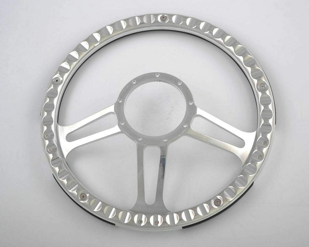 14'' Billet Half Wrap 9 Bolts Steering Wheel with 2'' Dish and Horn Button(Blue)