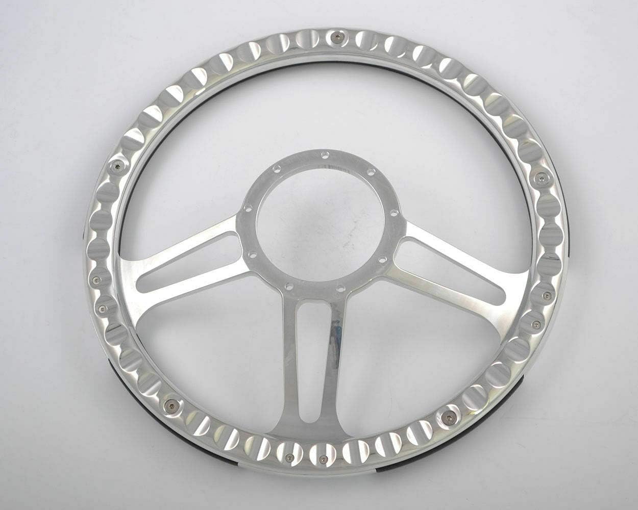 14'' Billet Half Wrap 9 Bolts Steering Wheel with 2'' Dish and Horn Button(Blue)