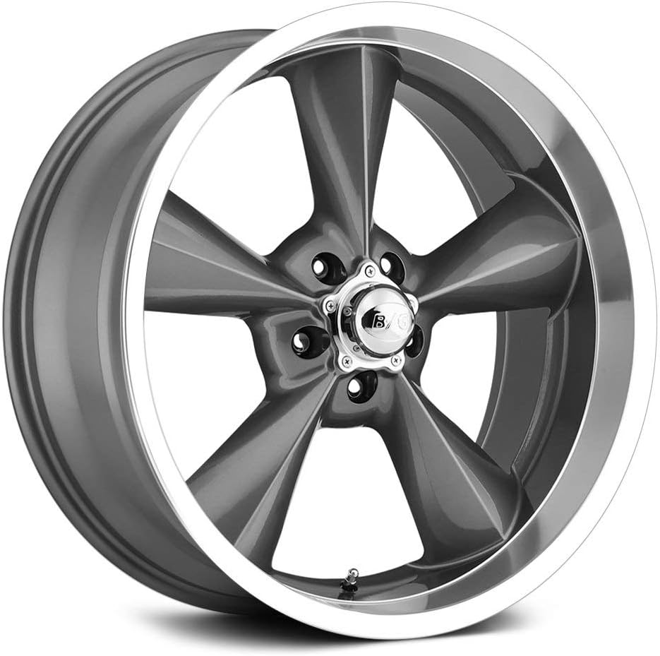 BG Rod Works OLD SCHOOL Custom Wheel - 17x8, 0 Offset, 5x120.65 Bolt Pattern, 78.1mm Hub - Gunmetal with Machined Lip Rim