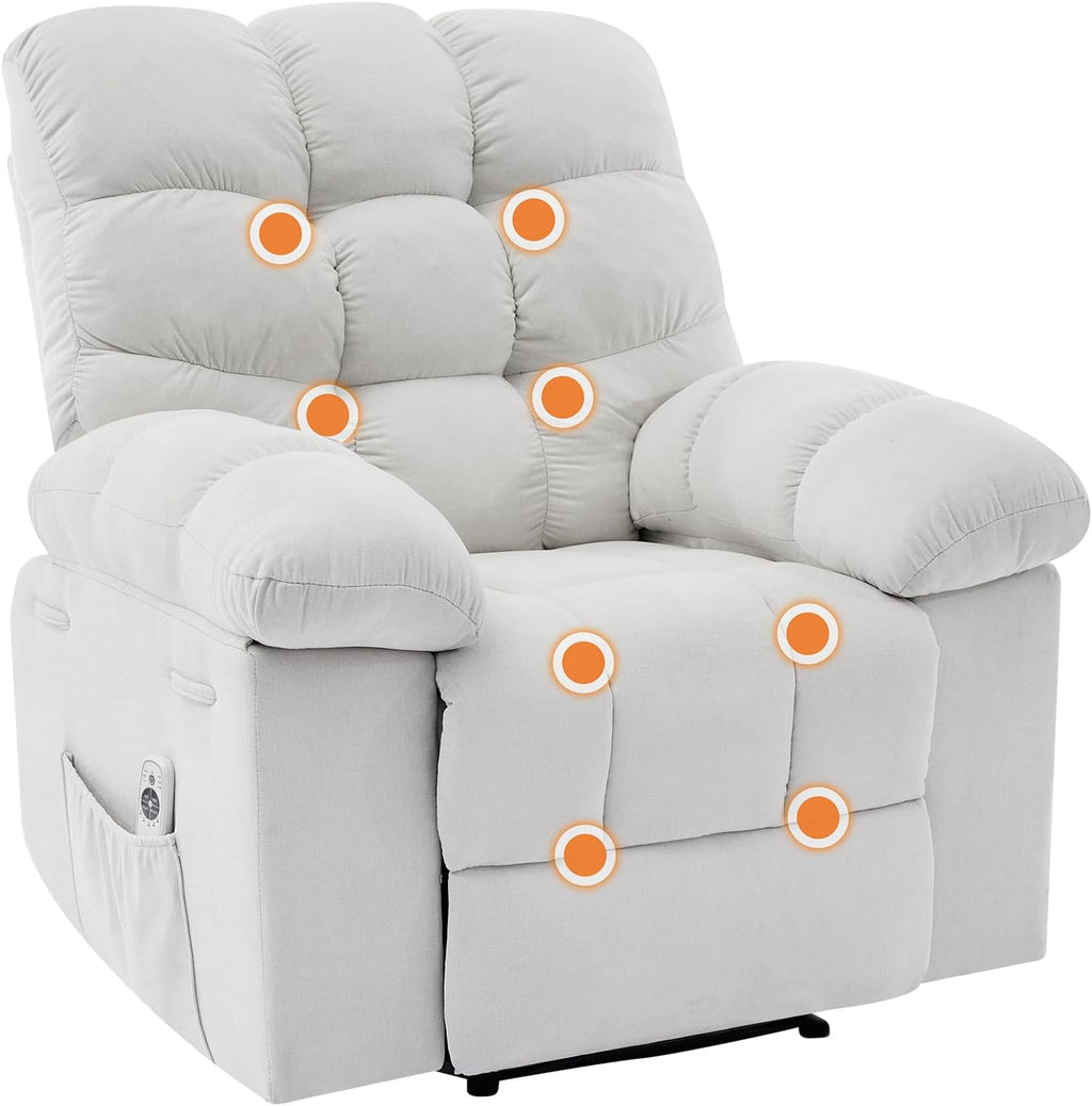 21.4in Wide Rocking Recliner Chair,Massage & Heat Recliner Chair for Adults,Home Theater Seating with Lumbar Support,Nursery Rocking Chairs for Living Room