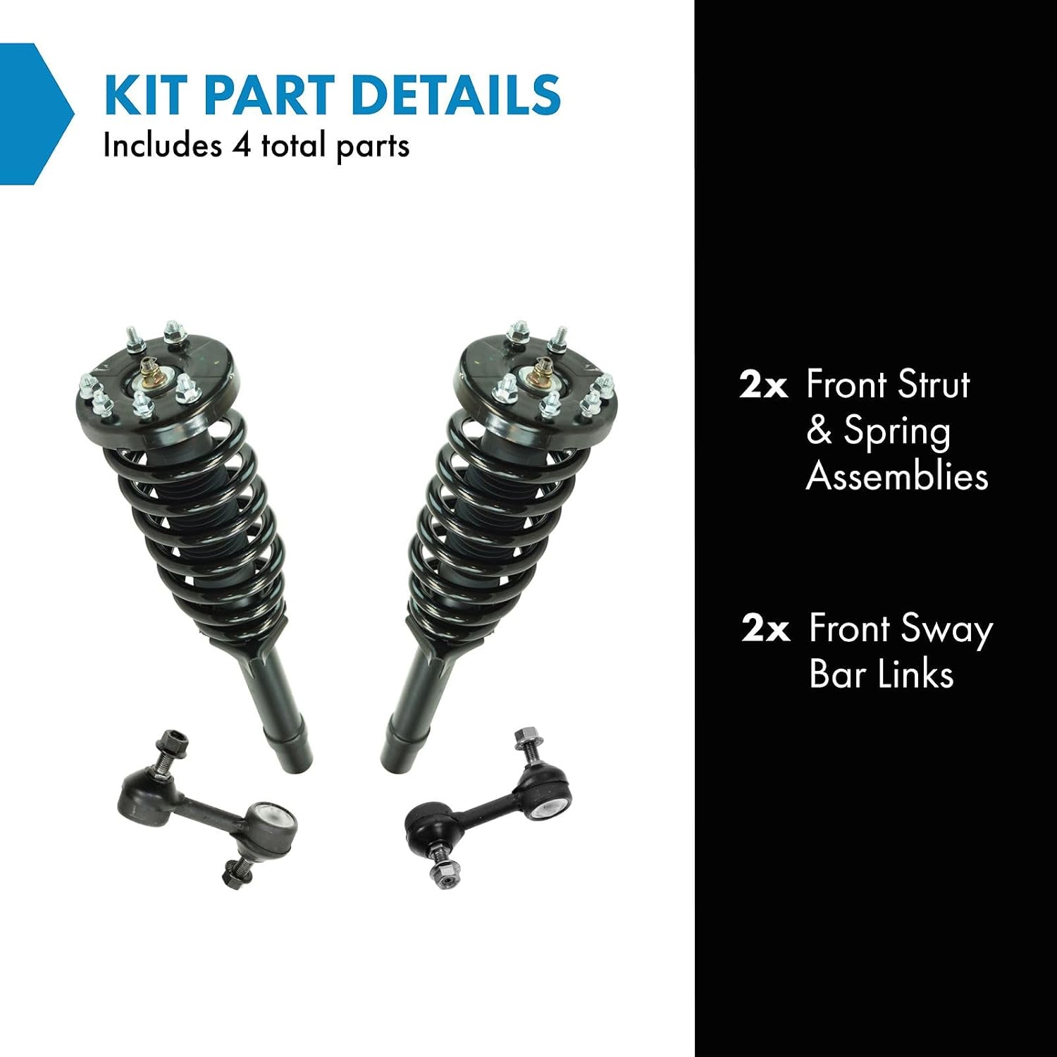 TRQ Front Suspension Kit Complete Strut & Coil Spring Assembly Sway Bar Stabilizer Link Compatible with 2010-2011 Honda Accord Crosstour 2012 Crosstour