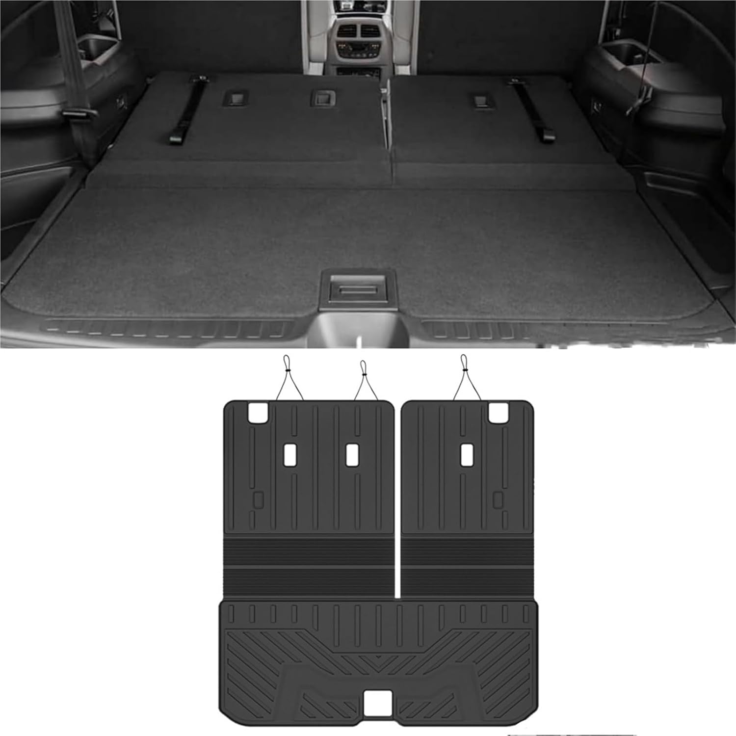 for Honda Pilot 2016-2022 All-Weather TPE Floor Mats with Cargo Liner and Backrest Mat Behind 3rd Row Heavy Duty Set(Red)
