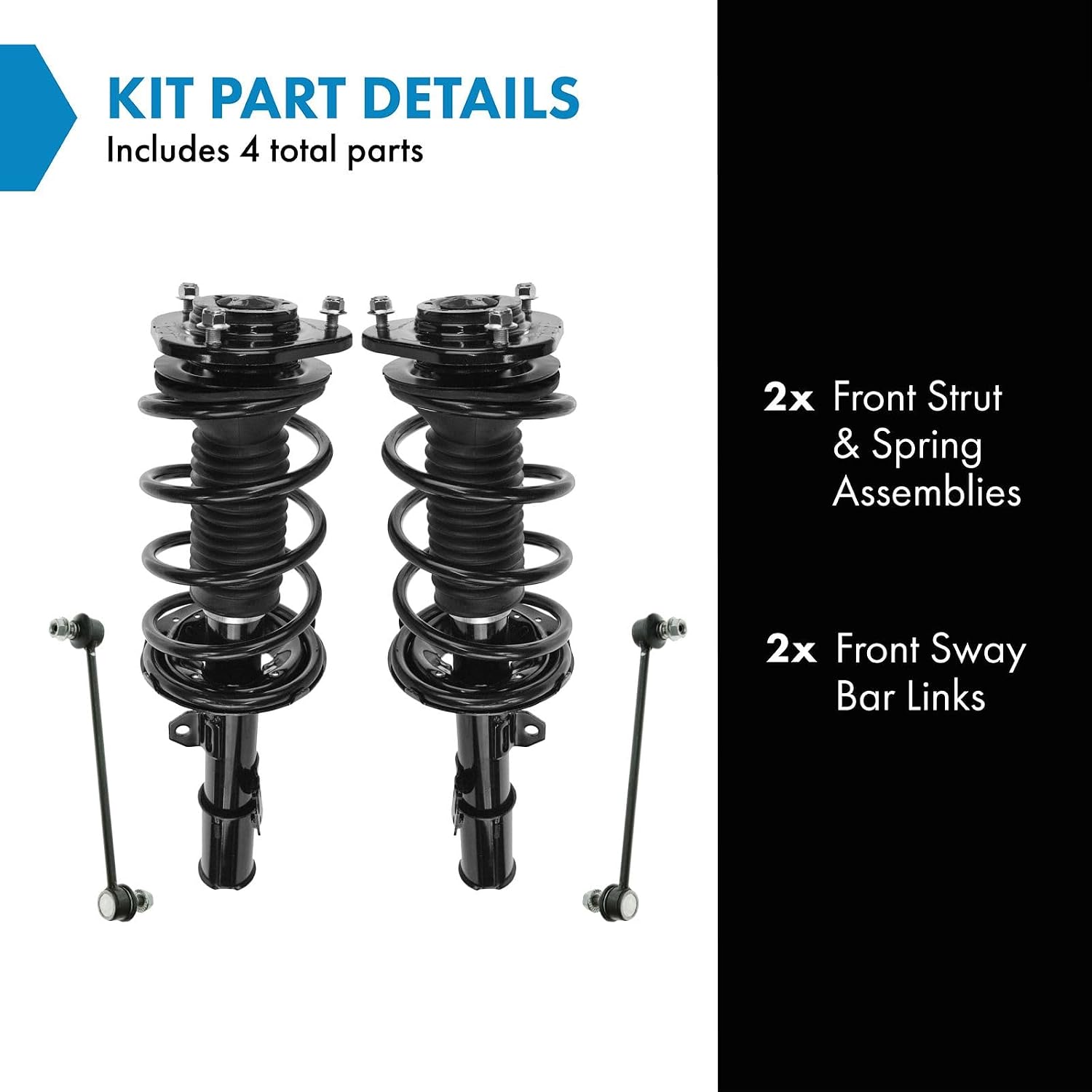 TRQ Front Suspension Kit Complete Strut & Coil Spring Assembly Sway Bar Stabilizer Link Compatible with 2005-2010 Scion tC
