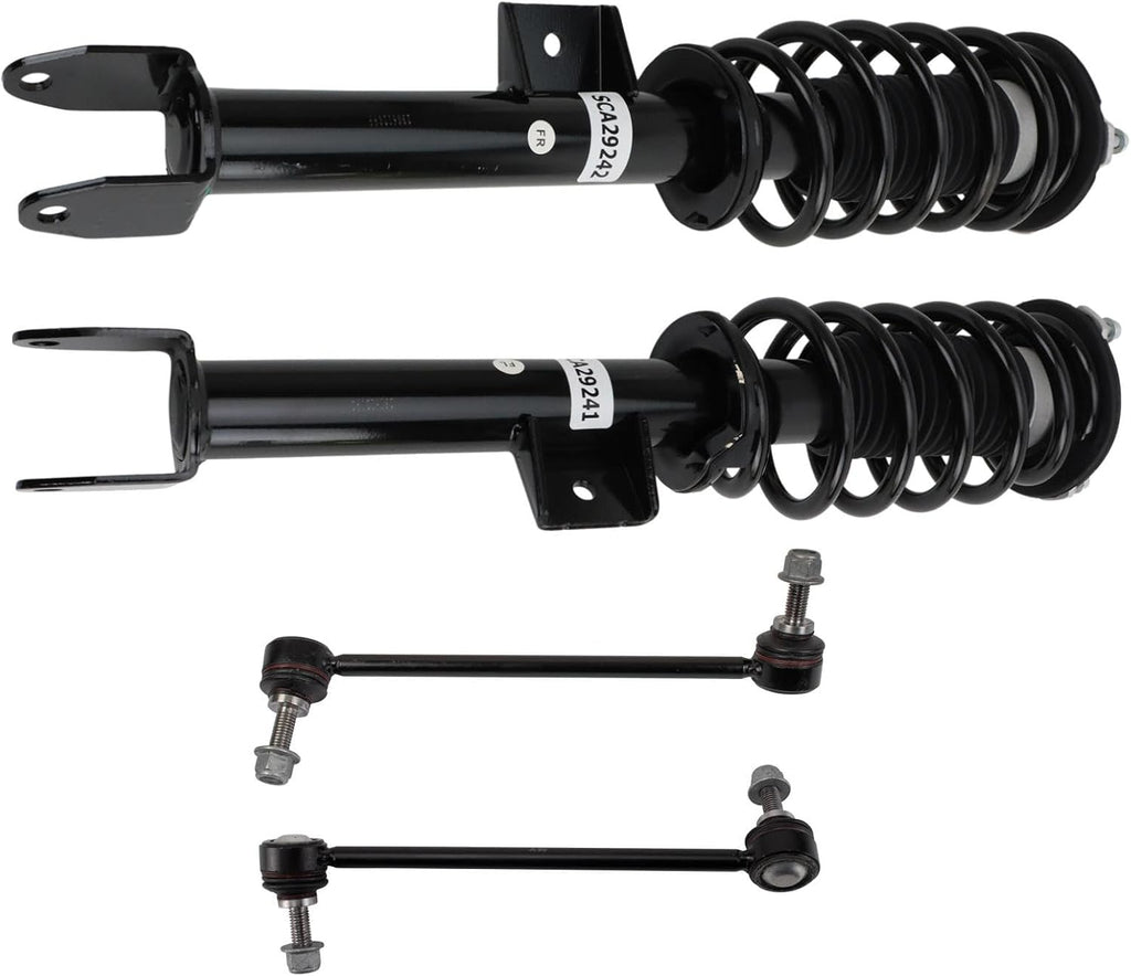 TRQ Front Suspension Kit Complete Strut & Coil Spring Assembly Sway Bar Stabilizer Link Compatible with 2017-2022 Tesla 3