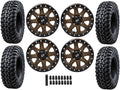 Tusk Set of 32x10-15 Tusk TERRABITE Heavy Duty 8-Ply Radial UTV Tires on UINTA Beadlock Wheels - Compatible with HONDA TALON 1000 UTVs 4/137 bolt pattern Includes Lug Nuts (5+2 Wheel Offset, Bronze)